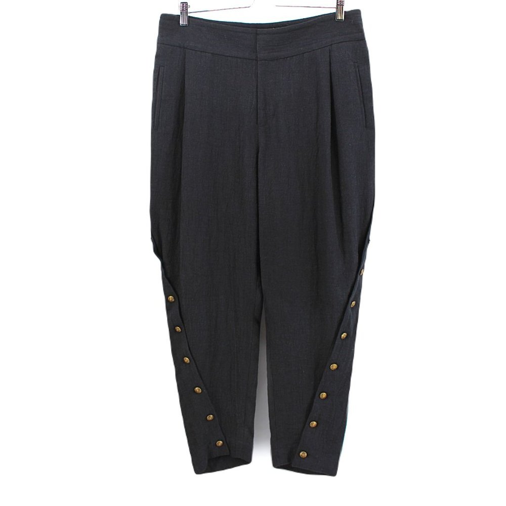Gary Graham Pants Linen Wool High Rise Jodhpurs Riding Spiral Button Openings